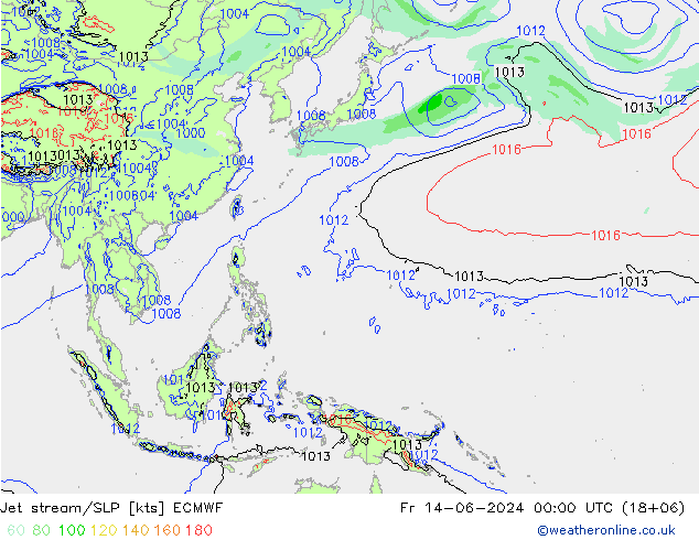 джет/приземное давление ECMWF пт 14.06.2024 00 UTC