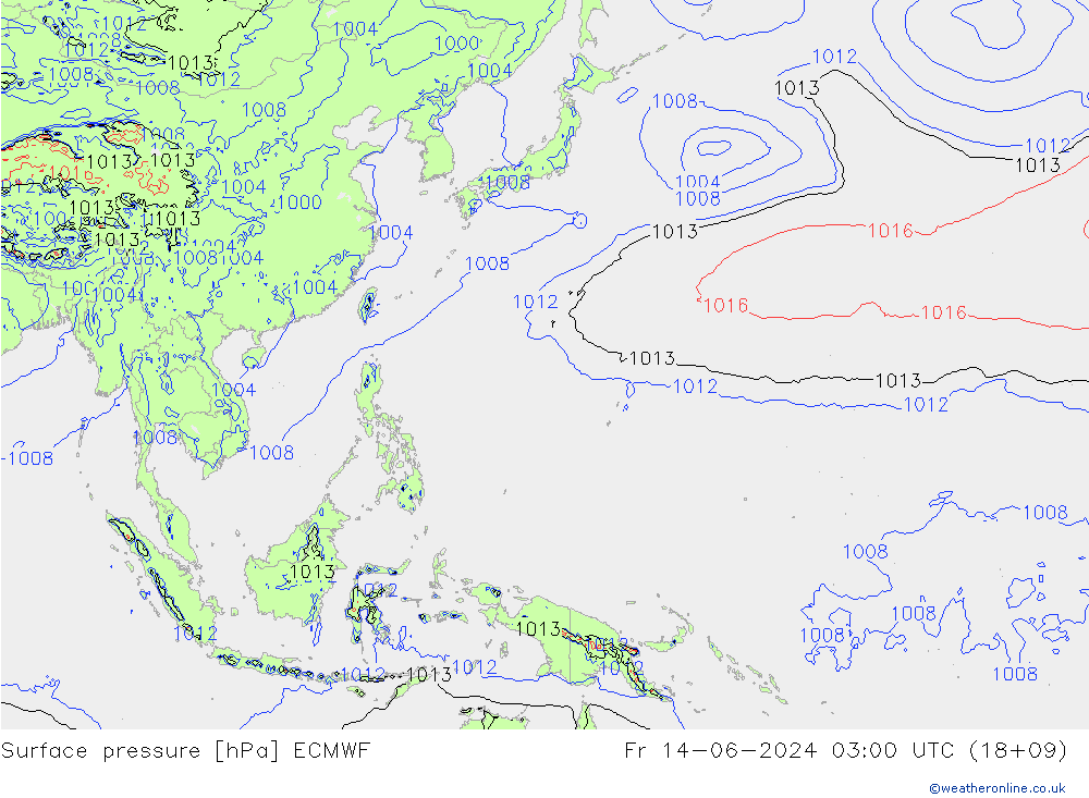 Yer basıncı ECMWF Cu 14.06.2024 03 UTC
