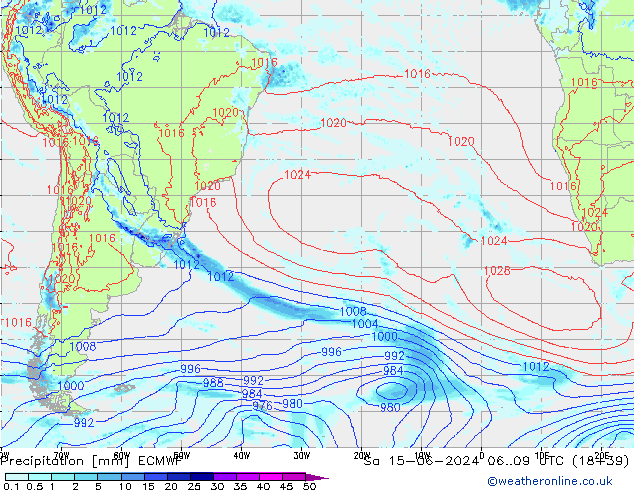 Niederschlag ECMWF Sa 15.06.2024 09 UTC