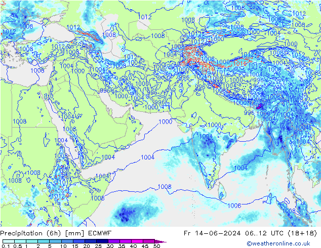 Z500/Rain (+SLP)/Z850 ECMWF ven 14.06.2024 12 UTC