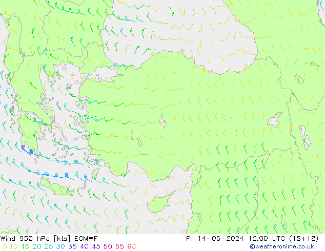 Prec 6h/Wind 10m/950 ECMWF Fr 14.06.2024 12 UTC