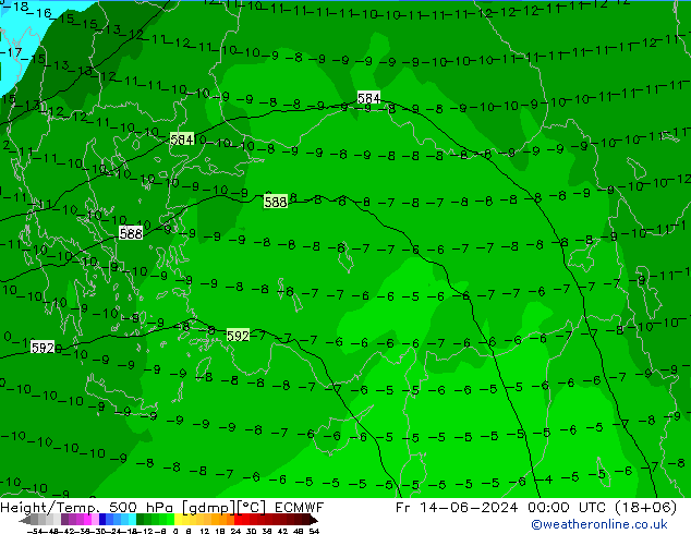 Height/Temp. 500 hPa ECMWF Fr 14.06.2024 00 UTC