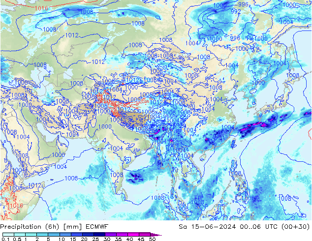 Z500/Yağmur (+YB)/Z850 ECMWF Cts 15.06.2024 06 UTC