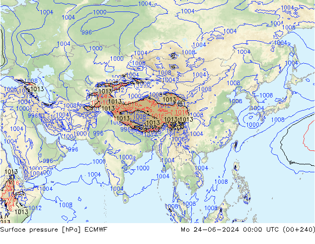 Atmosférický tlak ECMWF Po 24.06.2024 00 UTC