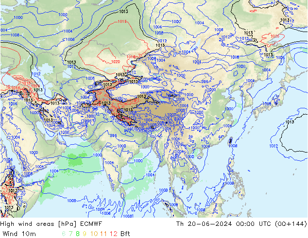 High wind areas ECMWF gio 20.06.2024 00 UTC