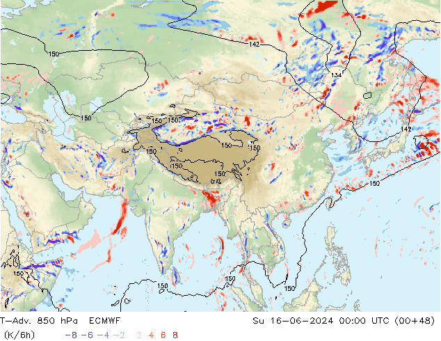 T-Adv. 850 hPa ECMWF Su 16.06.2024 00 UTC