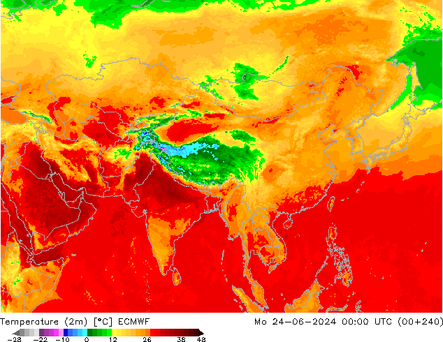 Temperatura (2m) ECMWF lun 24.06.2024 00 UTC