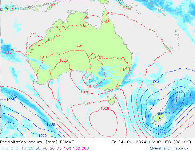 Precipitation accum. ECMWF Fr 14.06.2024 06 UTC