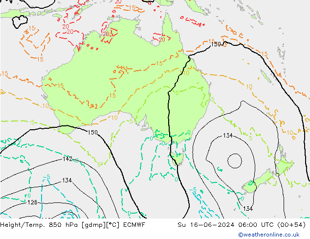 Z500/Yağmur (+YB)/Z850 ECMWF Paz 16.06.2024 06 UTC