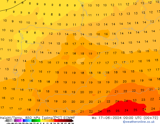 Hoogte/Temp. 850 hPa ECMWF ma 17.06.2024 00 UTC