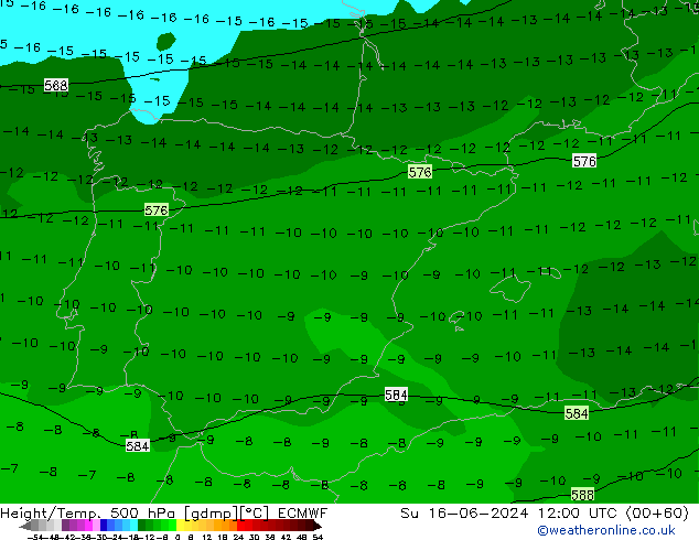 Z500/Rain (+SLP)/Z850 ECMWF  16.06.2024 12 UTC