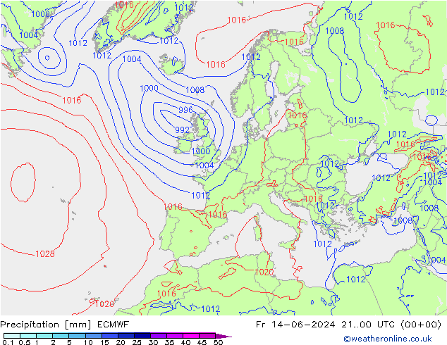 Precipitation ECMWF Fr 14.06.2024 00 UTC