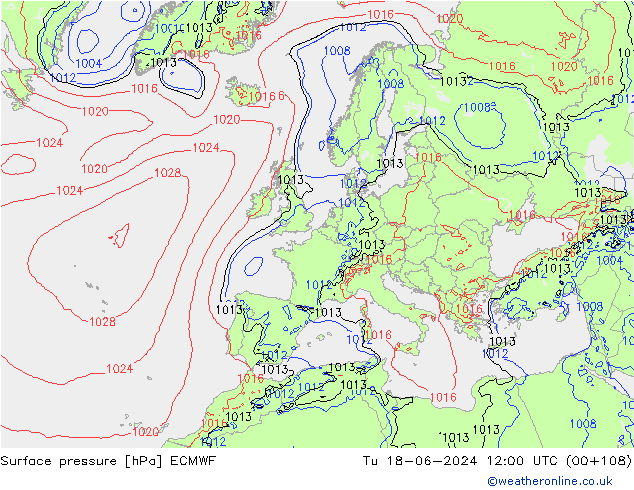 приземное давление ECMWF вт 18.06.2024 12 UTC