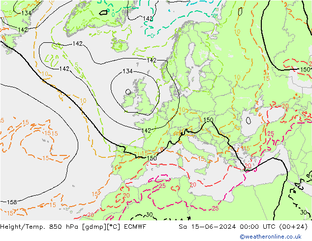 Z500/Rain (+SLP)/Z850 ECMWF So 15.06.2024 00 UTC