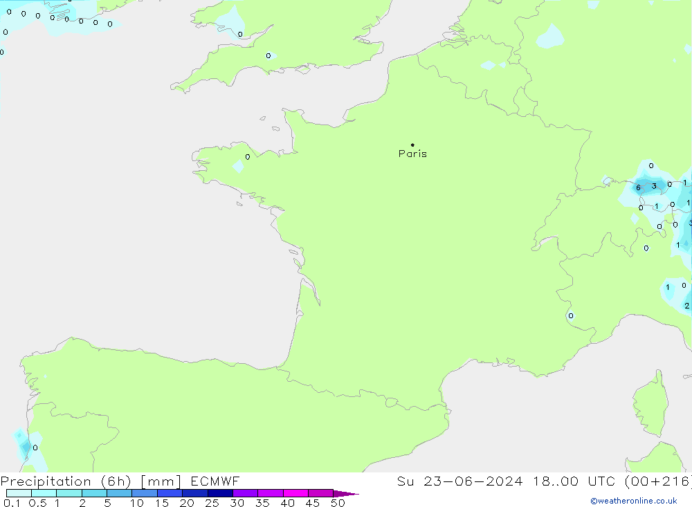 Z500/Regen(+SLP)/Z850 ECMWF zo 23.06.2024 00 UTC