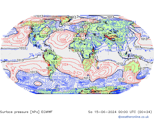 Surface pressure ECMWF Sa 15.06.2024 00 UTC