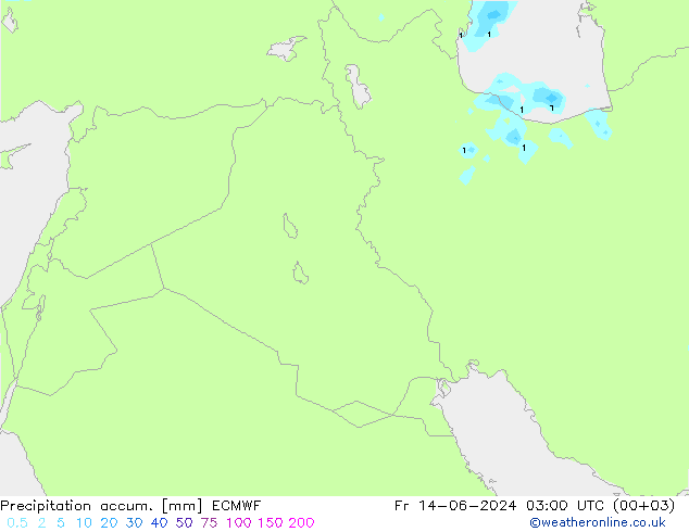 Precipitation accum. ECMWF Fr 14.06.2024 03 UTC