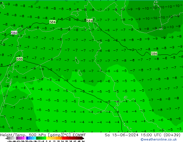 Height/Temp. 500 гПа ECMWF сб 15.06.2024 15 UTC