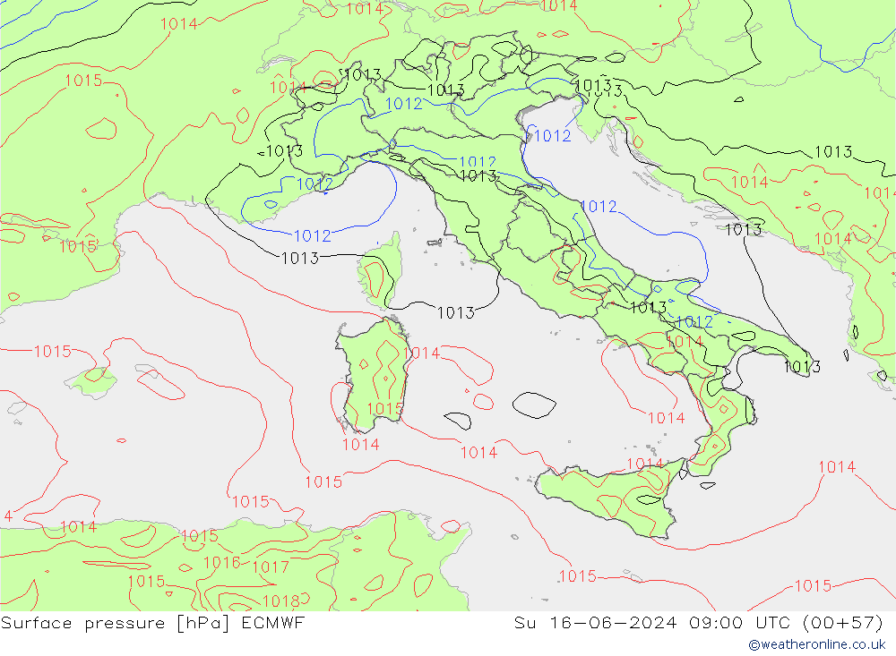 pression de l'air ECMWF dim 16.06.2024 09 UTC