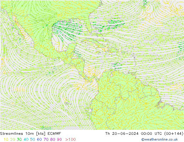 ветер 10m ECMWF чт 20.06.2024 00 UTC