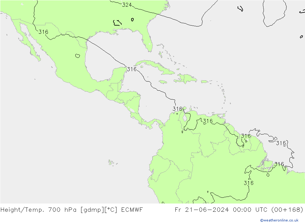 Height/Temp. 700 гПа ECMWF пт 21.06.2024 00 UTC