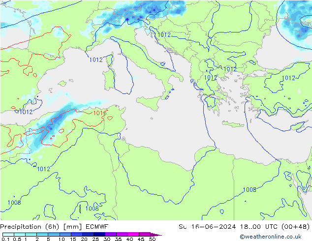 Z500/Rain (+SLP)/Z850 ECMWF dom 16.06.2024 00 UTC