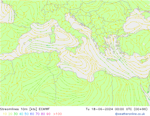 Rüzgar 10m ECMWF Sa 18.06.2024 00 UTC