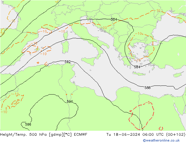 Z500/Rain (+SLP)/Z850 ECMWF mar 18.06.2024 06 UTC