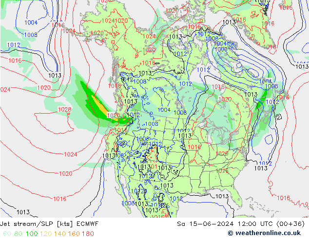 Corriente en chorro ECMWF sáb 15.06.2024 12 UTC