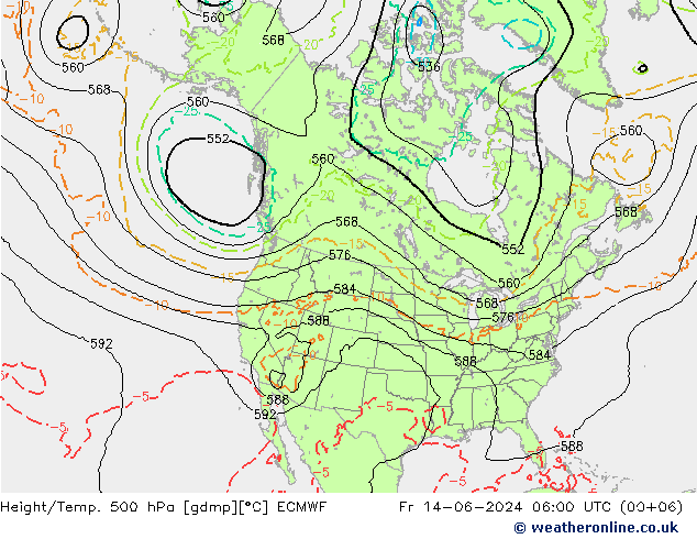 Z500/Rain (+SLP)/Z850 ECMWF  14.06.2024 06 UTC