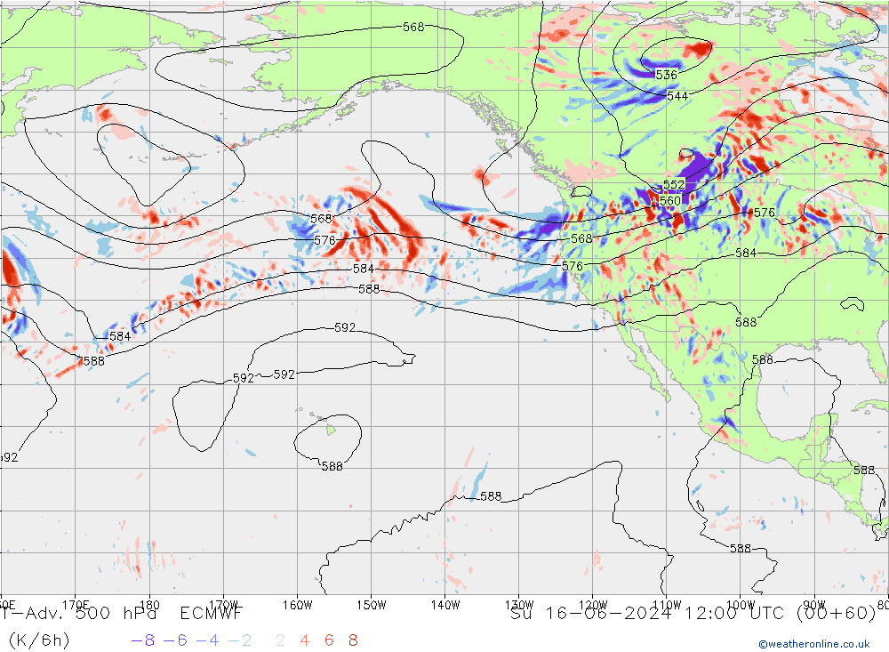 T-Adv. 500 гПа ECMWF Вс 16.06.2024 12 UTC