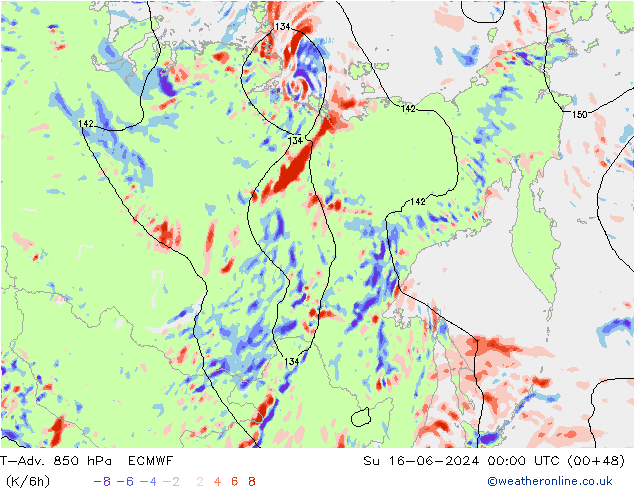 T-Adv. 850 hPa ECMWF dom 16.06.2024 00 UTC