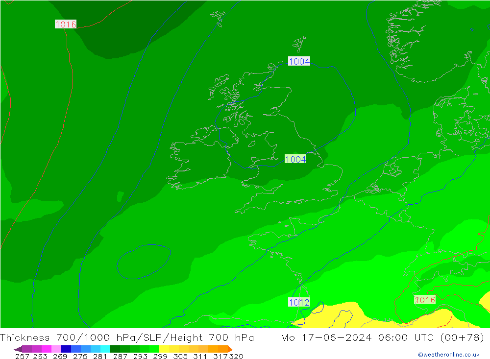 700-1000 hPa Kalınlığı ECMWF Pzt 17.06.2024 06 UTC