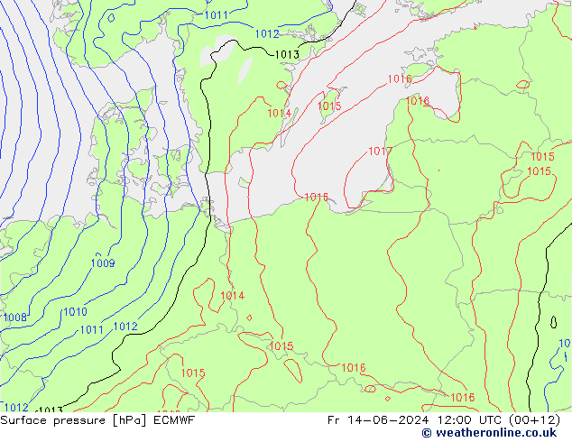 Yer basıncı ECMWF Cu 14.06.2024 12 UTC