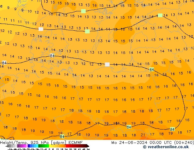 Height/Temp. 925 гПа ECMWF пн 24.06.2024 00 UTC