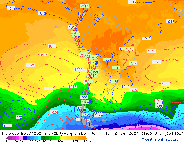 Thck 850-1000 hPa ECMWF Tu 18.06.2024 06 UTC