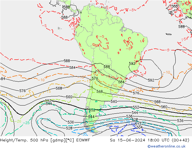 Z500/Rain (+SLP)/Z850 ECMWF Sa 15.06.2024 18 UTC