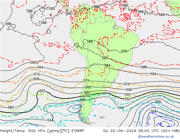 Z500/Rain (+SLP)/Z850 ECMWF so. 22.06.2024 06 UTC