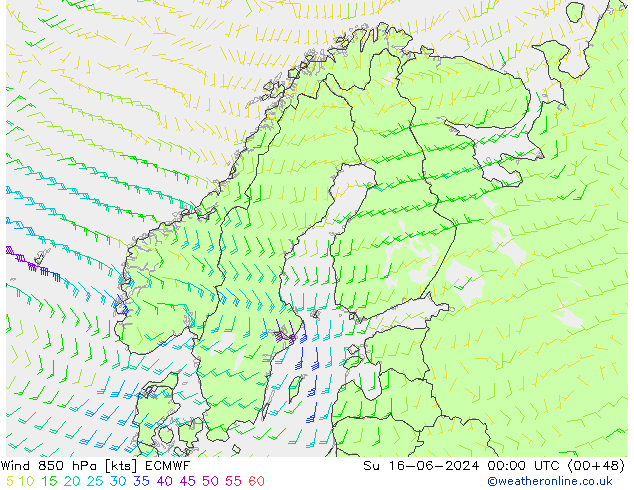 Wind 850 hPa ECMWF So 16.06.2024 00 UTC