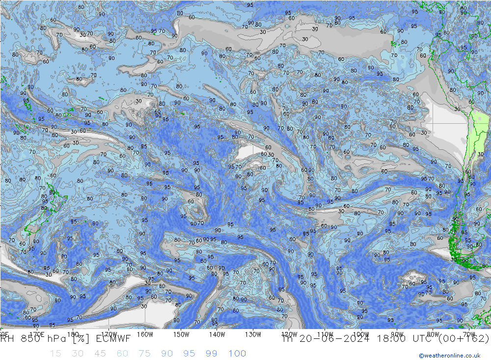 RH 850 hPa ECMWF Th 20.06.2024 18 UTC