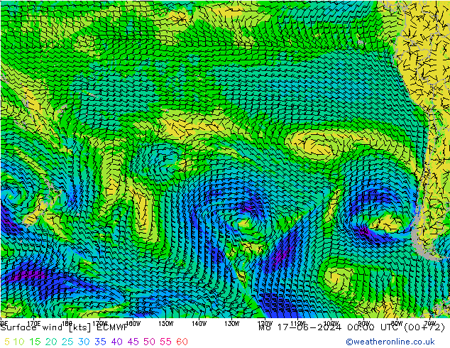 Prec 6h/Wind 10m/950 ECMWF lun 17.06.2024 00 UTC