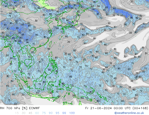 RH 700 hPa ECMWF pt. 21.06.2024 00 UTC