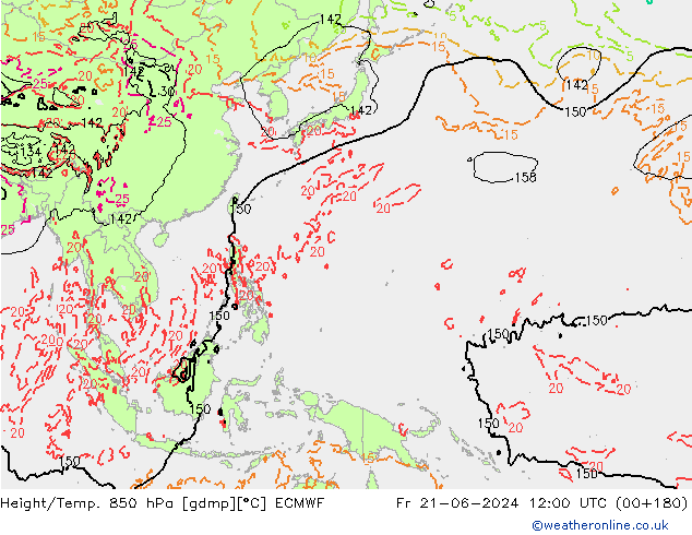 Z500/Regen(+SLP)/Z850 ECMWF vr 21.06.2024 12 UTC