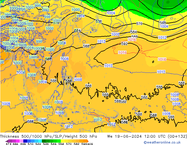 Thck 500-1000hPa ECMWF We 19.06.2024 12 UTC