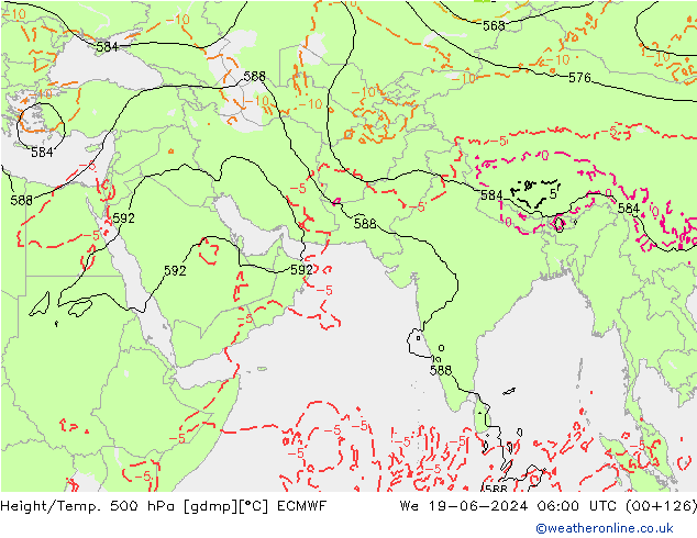 Z500/Rain (+SLP)/Z850 ECMWF mer 19.06.2024 06 UTC