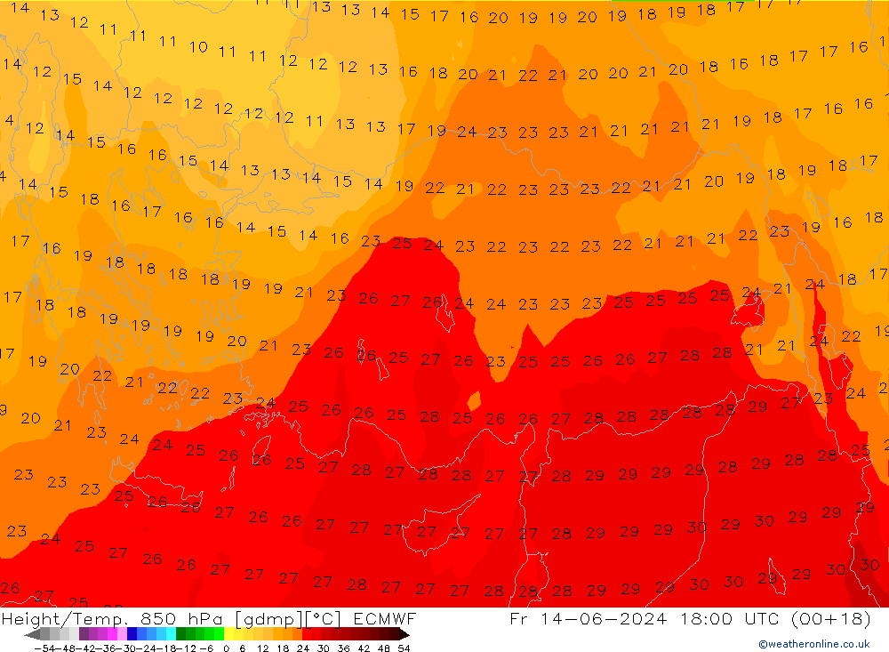 Z500/Rain (+SLP)/Z850 ECMWF Fr 14.06.2024 18 UTC