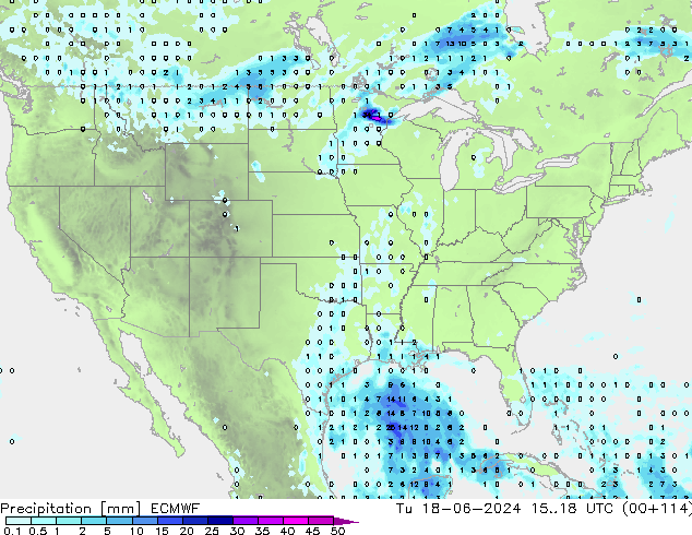 Precipitation ECMWF Tu 18.06.2024 18 UTC