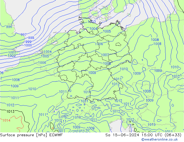 pressão do solo ECMWF Sáb 15.06.2024 15 UTC