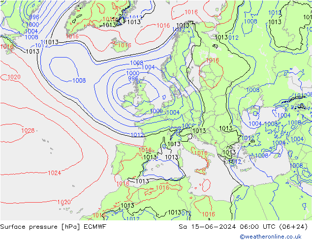 ciśnienie ECMWF so. 15.06.2024 06 UTC