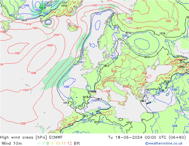 High wind areas ECMWF mar 18.06.2024 00 UTC